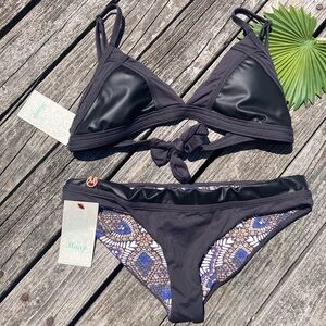 MAAJI Biker Babe Set - Graphite Traveller Faux Leather Bikini - L/S